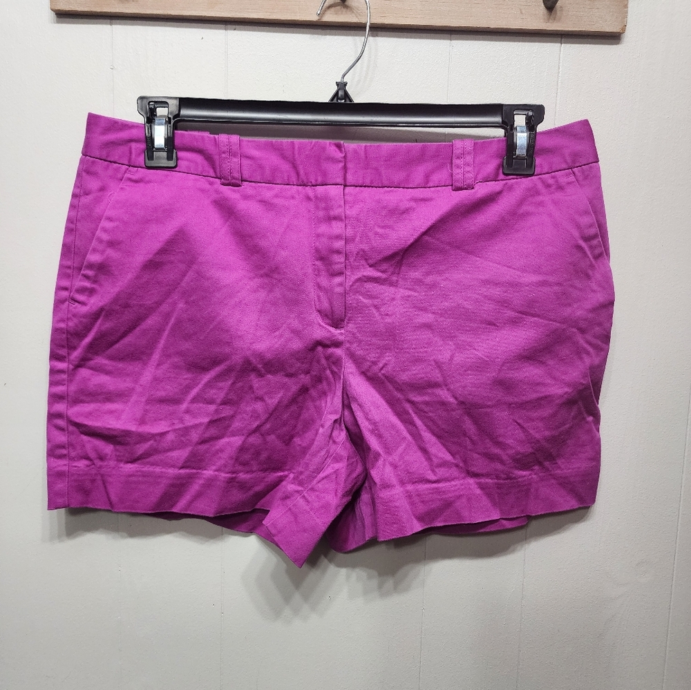 Worthington Shorts Size 12 Purple Pink Modern Fit Casual Preppy Flat Front B638